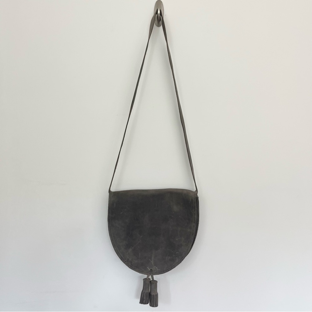 Boutonne Leather Half Moon Bag in Dark Gray Designer Crossbody READ NOTE